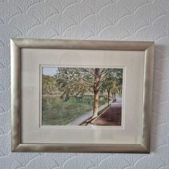 Premium Custom Framed Original Watercolor Wood Cushion Profile Frame