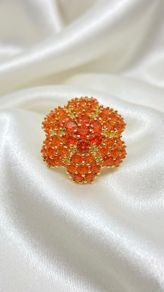 Silver D'joy 1.88 Ct Floral Opal Ring in 18K Yellow Gold Vermeil