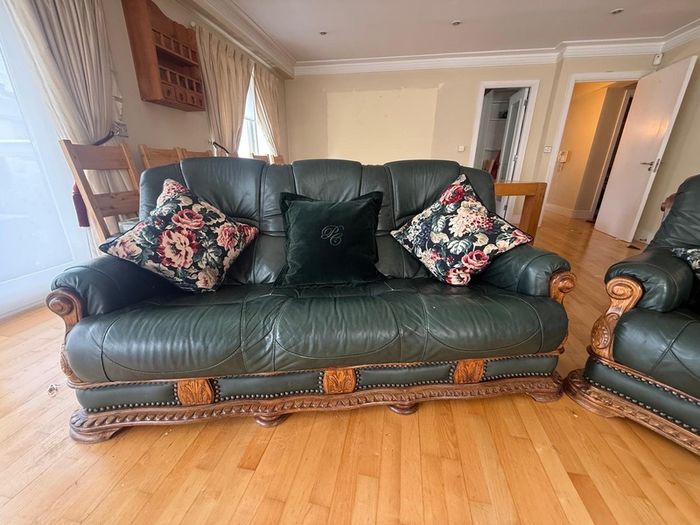 Green leather antique-style suite