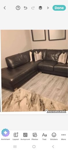 Black leather corner sofa