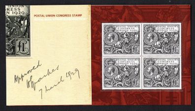 2010 Great Britain Postal Union Congress Stamp Presentation Pack. Contains Facsimile Block of stamps issued by Royal Mail