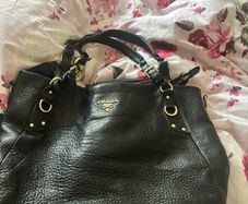Authentic Prada Vitello Daino Leather Tote Bag - Black