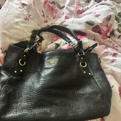 Authentic Prada Vitello Daino Leather Tote Bag - Black