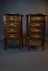 FLASH SALE ! Was 450 now 380 ! Nice Pair of Marquetry Inlay Bedside Lockers / Nightstands