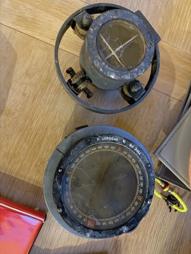 WWII RAF Type P8 aircraft compass, a type used in the Spitfire and other RAF aircraft