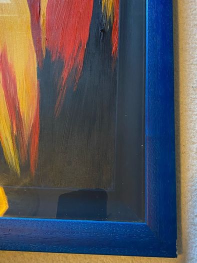 Oil on board 3 women framed and glazed in a nice blue frame unsigned