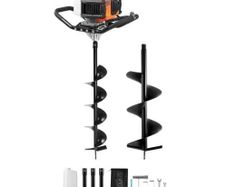 Gas Powered, 52CC 1450W Earth Auger, Gas Auger with 6" & 10" Auger Drill Action Design Bits & 3 Extension Rods, Post Fence Hole Digger for Farmland Garden Plant