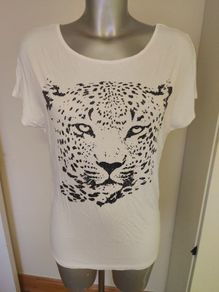 Cream tiger top size UK12 EU40 Postage included