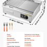 Commercial Electric Griddle, 535 x 300 mm, 3200W, 50-300C Adjustable Temp Control, Stainless Steel Body Image 7