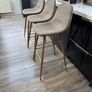 3 x SKLUM Glamm High Bar Stools 75cm Taupe Grey / Natural Wood Image 9