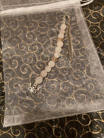 Beautiful Handmade Rose Quartz Crystal Angel Bookmark