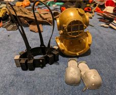 Vintage Action Man, Deep Sea Diver, Helmet, Weight Belt And Boots, 1967