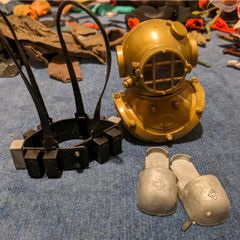 Vintage Action Man, Deep Sea Diver, Helmet, Weight Belt And Boots, 1967