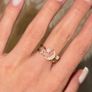 Crescent Moon Star Adjustable Crystal Gold Tone Ring Image 4