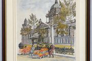 Framed Belfast City Hall artwork by R. Mulree