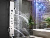 BRAND NEW LED Light Shower Faucet Bathroom Waterfall Rain Black Shower Panel In Wall Shower System with Spa Massage Sprayer and Bidet Tap