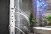 BRAND NEW LED Light Shower Faucet Bathroom Waterfall Rain Black Shower Panel In Wall Shower System with Spa Massage Sprayer and Bidet Tap