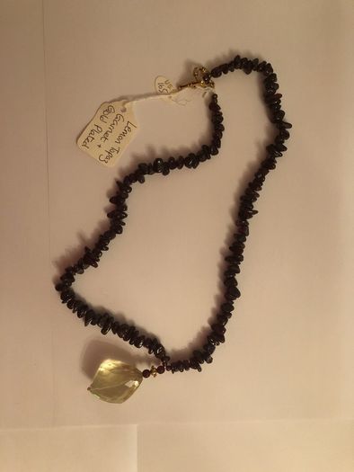 Lemon topaz, Garnet & Gold plated necklace