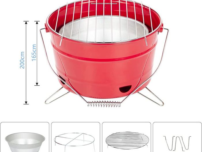 Charcoal Barbecues, Uten Portable BBQ Grill, Premium Charcoal Grill Table Grill Stainless Steel Barbecue Charcoal Grill for Outdoor Camping Red