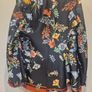 Vintage Zara Oriental Flower Print Navy Silk Jacket Image 8