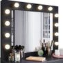 dressing table with stool, illuminated mirror, drawers, cosmetic table with 12 lights, 10 adjustable brightness, 3 colors, dressing table chest of drawers for bedroom, black, 80x40x140cm. Image 8