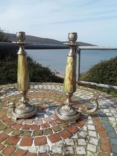 Vintage Onyx Green Candle holders