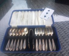 Cake cutlery set, with box, EPNS, D18 post 7e