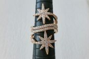 Star Starburst Crystal Rose Gold Adjustable Ring