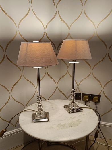 Table lamps pair soft pink