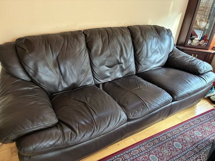 Chocolate brown leather couch