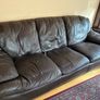 Chocolate brown leather couch Image 4