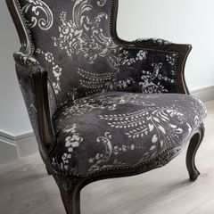 Beautiful grey armchair in Designers Guild fabric