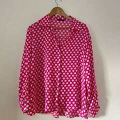 Dunnes pink polka dot blouse size 16