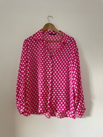 Dunnes pink polka dot blouse size 16
