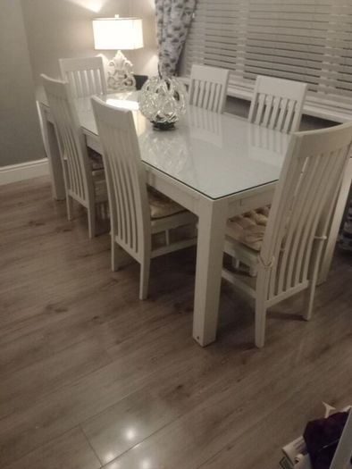 Table and six chairs