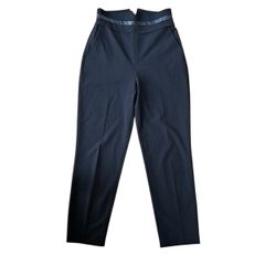 Karen Millen wool/leather trim high-waist Trousers