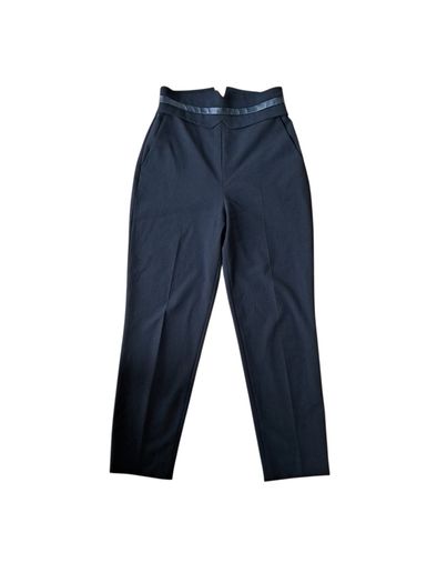 Karen Millen wool/leather trim high-waist Trousers