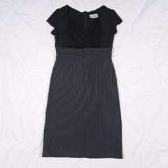 Joseph Ribkoff Black Grey Pinstripe Corporate Bodycon Midi Sheath Dress 10UK/38EU
