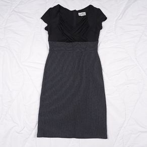Joseph Ribkoff Black Grey Pinstripe Corporate Bodycon Midi Sheath Dress 10UK/38EU