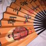 Vintage wooden hand fan- ornamental Chinese emperor design Image 4