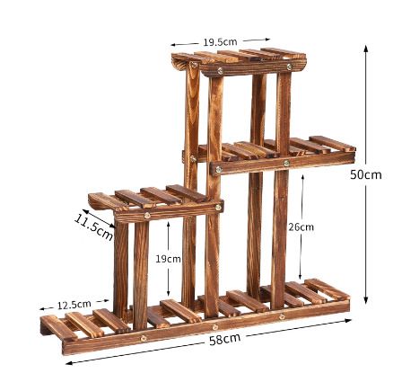 Carbonized Wood Plant Stand Multi Tier Succulent Rack Mini Desktop Plant Holder for Outdoor Balcony Garden