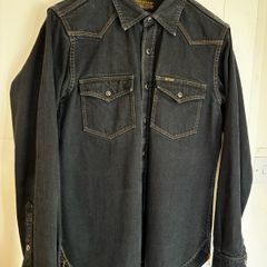 Iron Heart 12oz Selvedge Denim Western Shirt - Indigo Overdyed Black
