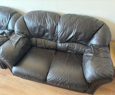 1 x Dark Brown Leather Sofa