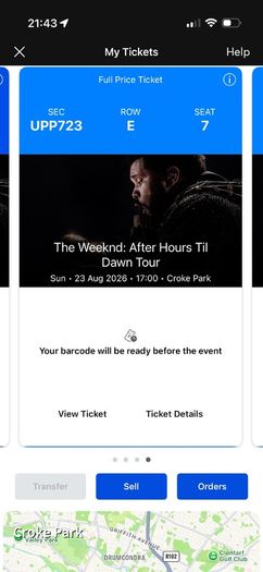 Two Weeknd Tickets Sunday 23rd August