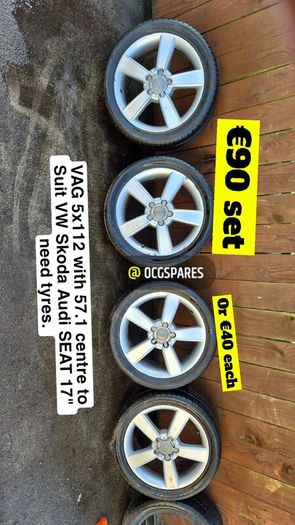 Sets & Singles of 5x112 Vag, VW Volkswagen Alloys Steels & Spacesavers 15" 16" 17" 18" 19" inch @ OCG