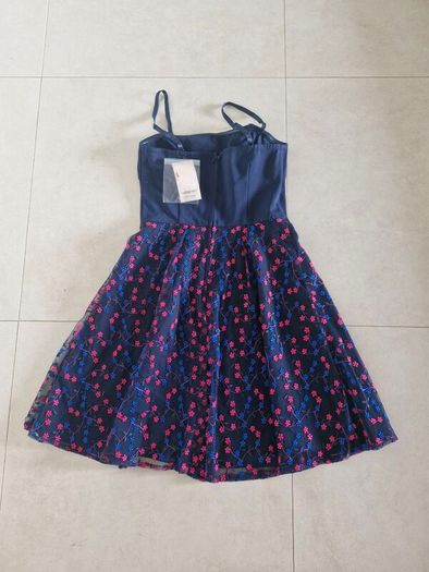 Orsay dress navy with blue and red/pink s. 38/10