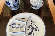 Set of Two Vintage German Salt Glazed stoneware Jugs and a French Fondue or Nibbles Plate.