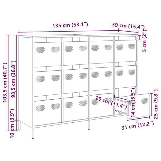Sideboard White 135x39x103.5 cm Cold-rolled Steel