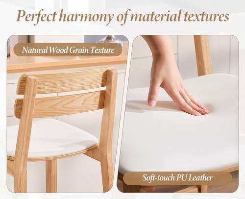 Bar Stools Set of 2 Bar Chairs PU Leather Counter Stools Bistro Stools Made of Wood Kitchen Stools with Backrest for Kitchen Island/Dining Room/Living Room (White)