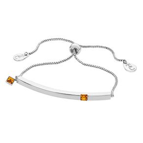 Tipperary Crystal  Silver Bar Birthstone Bracelet - November (Citrine Crystal) New in Box.